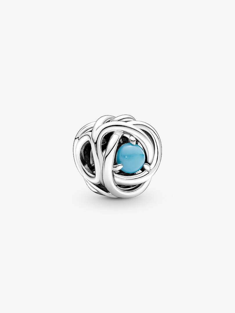 December Turquoise Blue Eternity Circle Charm Sterling silver