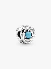 December Turquoise Blue Eternity Circle Charm Sterling silver