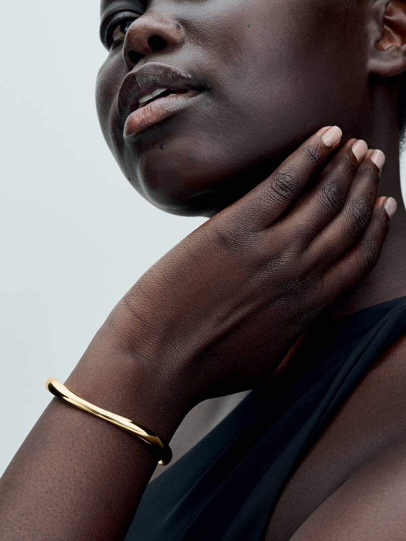 Organically Shaped Open Bangle 14k gold plating