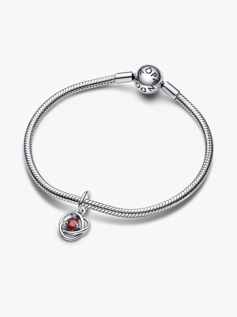 FINAL SALE - True Red Eternity Circle Dangle Charm Sterling silver