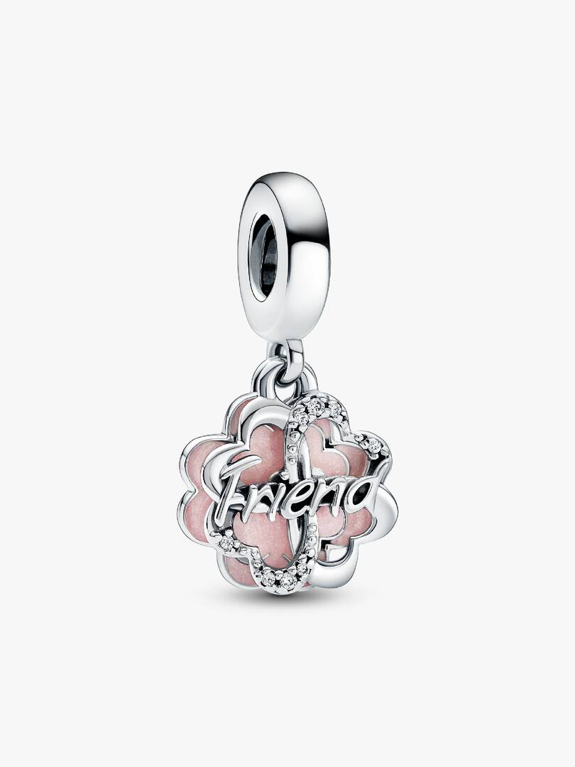 Four-leaf Clover Friendship Double Dangle Charm Sterling silver