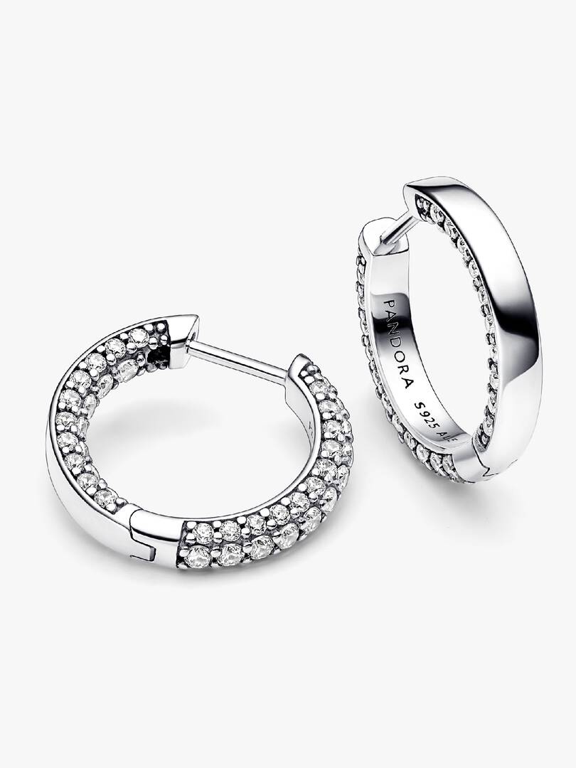 Pandora Timeless Pavé Single-row Hoop Earrings Sterling silver