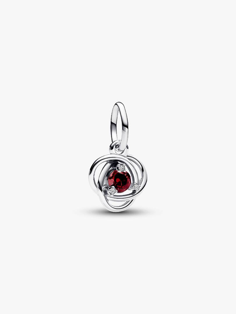 FINAL SALE - Red Eternity Circle Dangle Charm Sterling silver