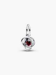 FINAL SALE - Red Eternity Circle Dangle Charm Sterling silver
