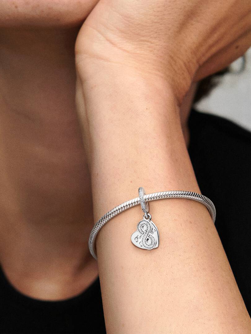 FINAL SALE - Forever Friends Heart Dangle Charm Sterling silver