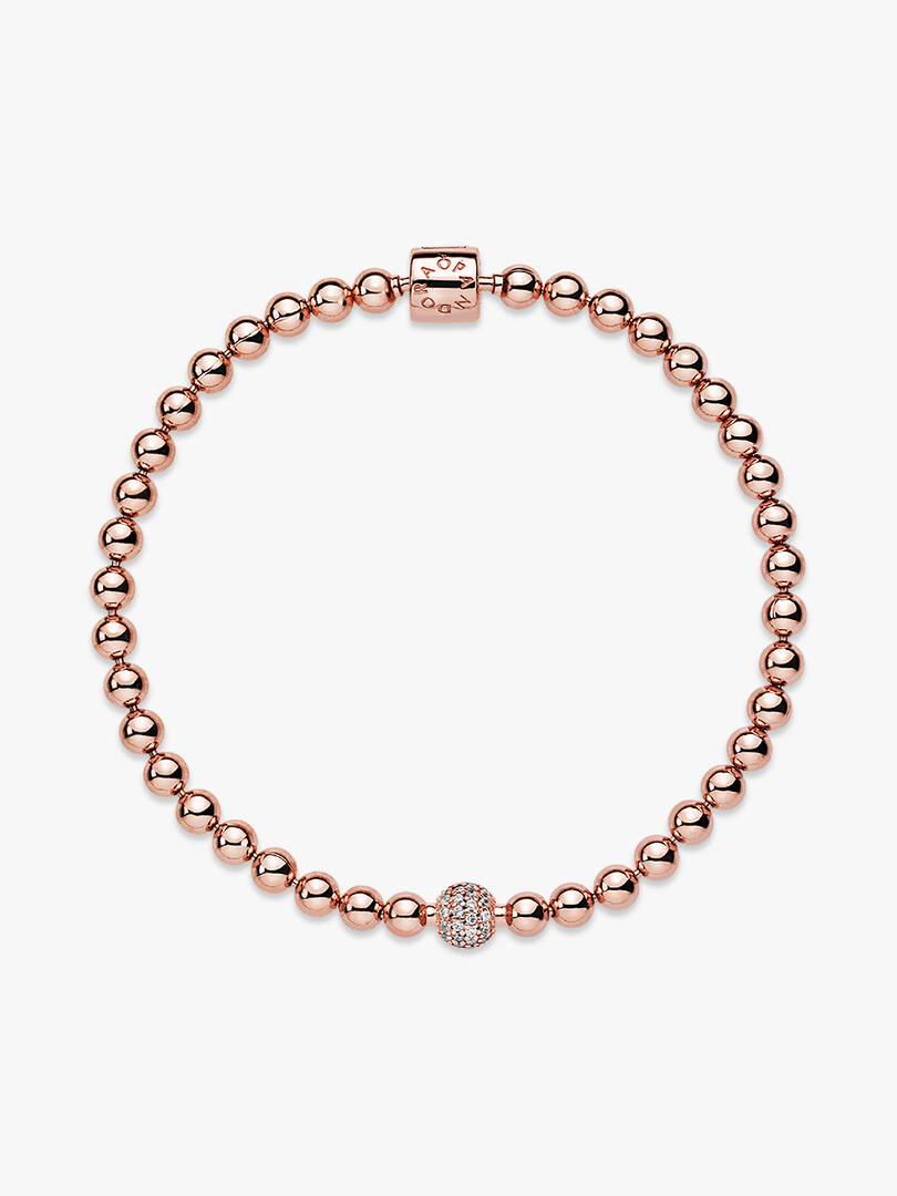 Beads & Pavé Bracelet 14k rose gold plating
