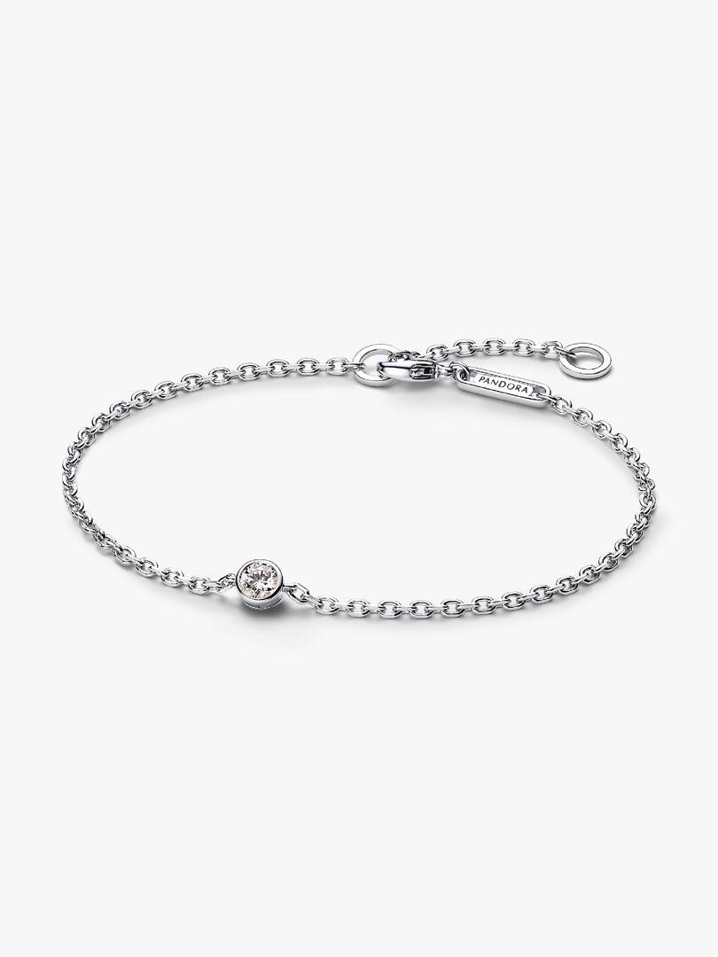 Pandora Era Bezel Sterling Silver Lab-grown Diamond Chain Bracelet 0.15 ct TW, Sterling silver