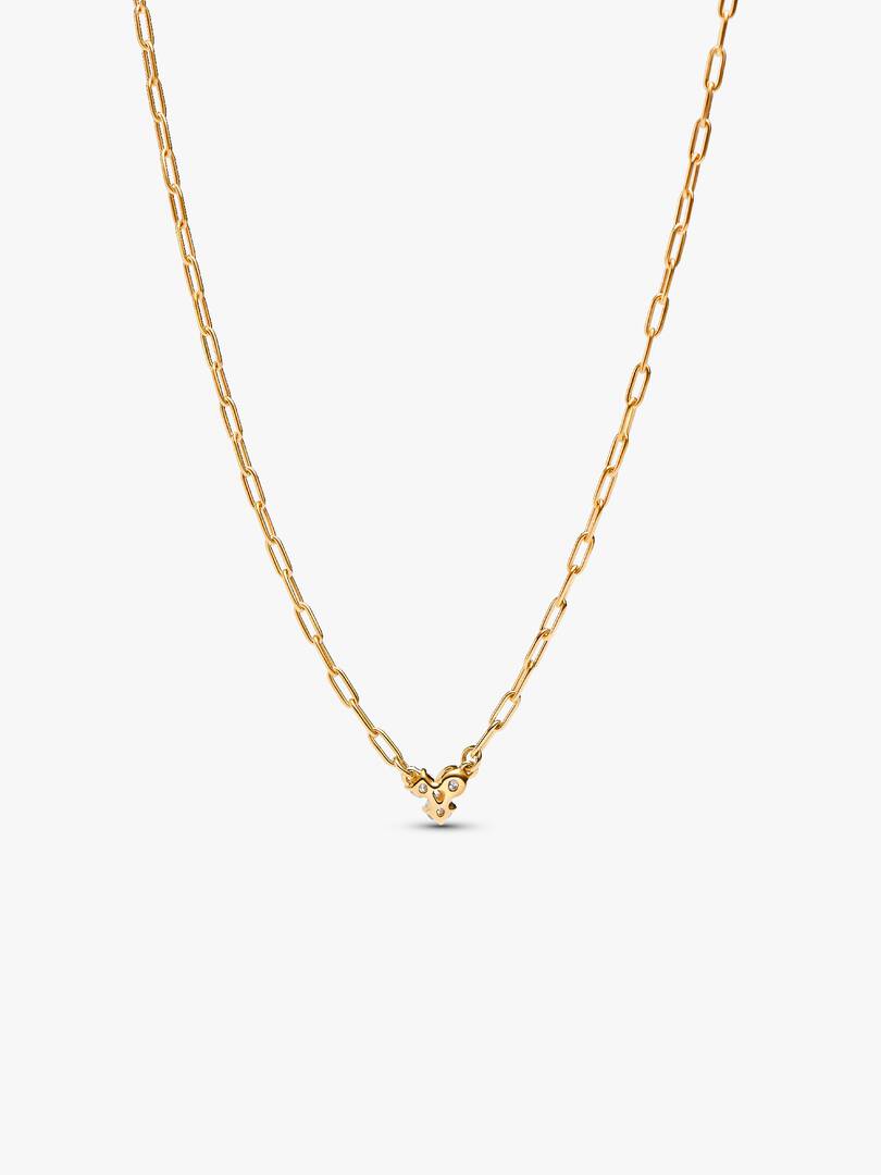 Pandora Era Lab-Grown Diamond Cluster Paperclip Chain Necklace 0.10 ct TW, 14k gold