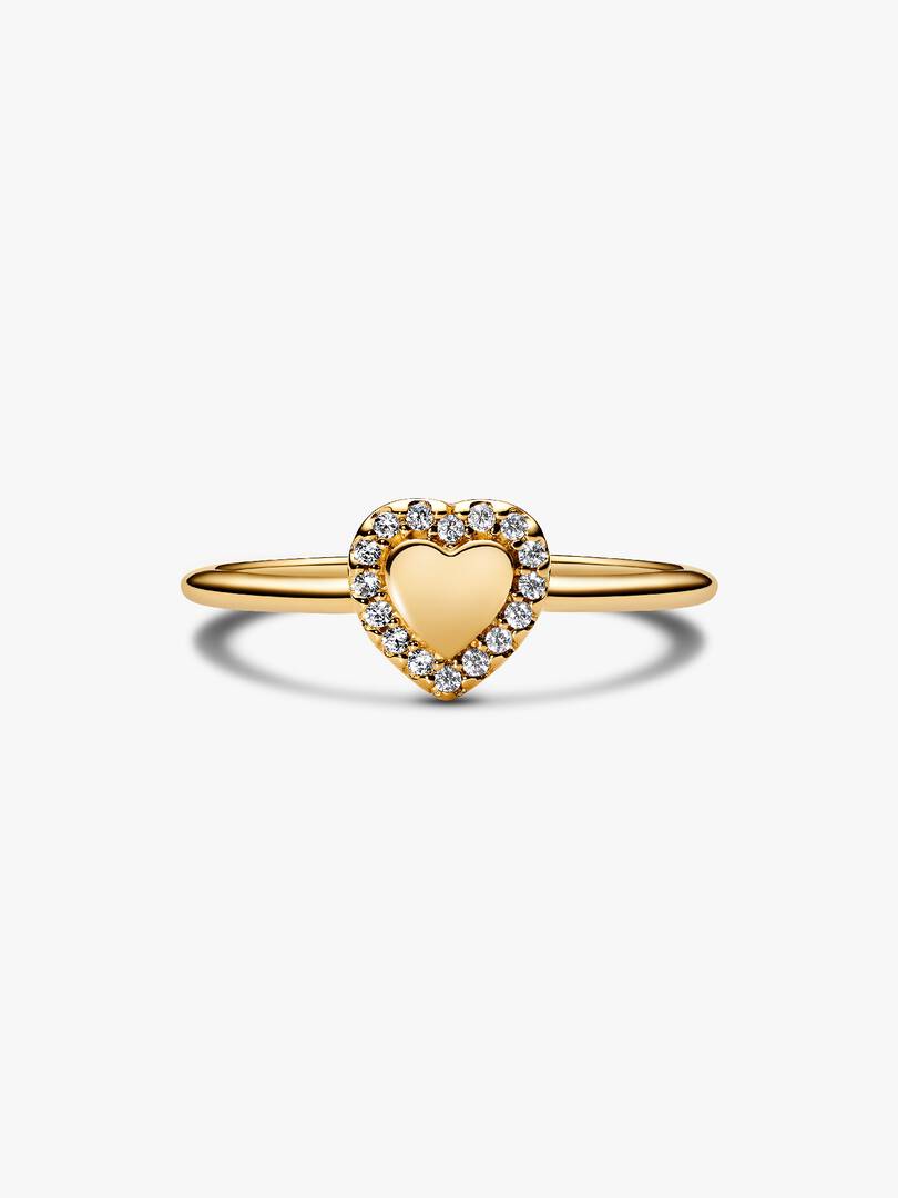 Engravable Heart Halo Ring 14k gold plating