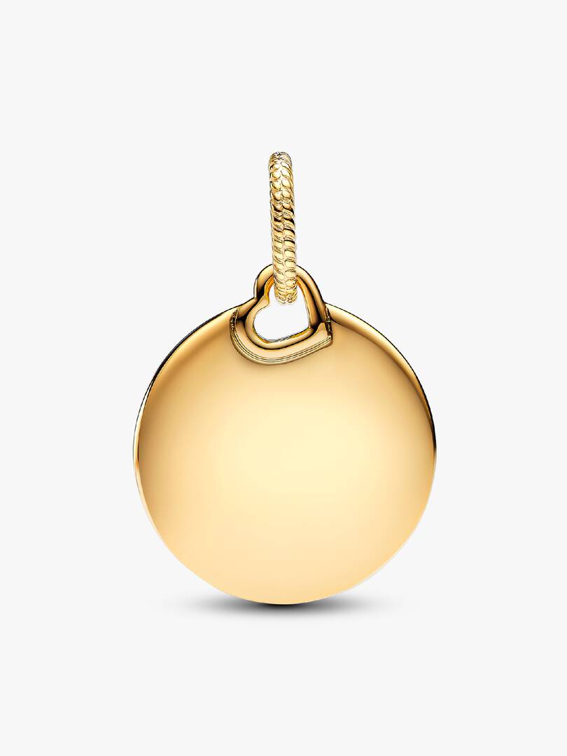 Engravable Round Tag Dangle Charm 14k gold plating