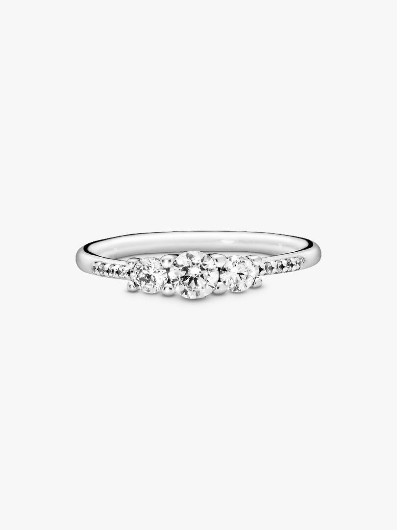 Clear Three-Stone Ring Sterling silver