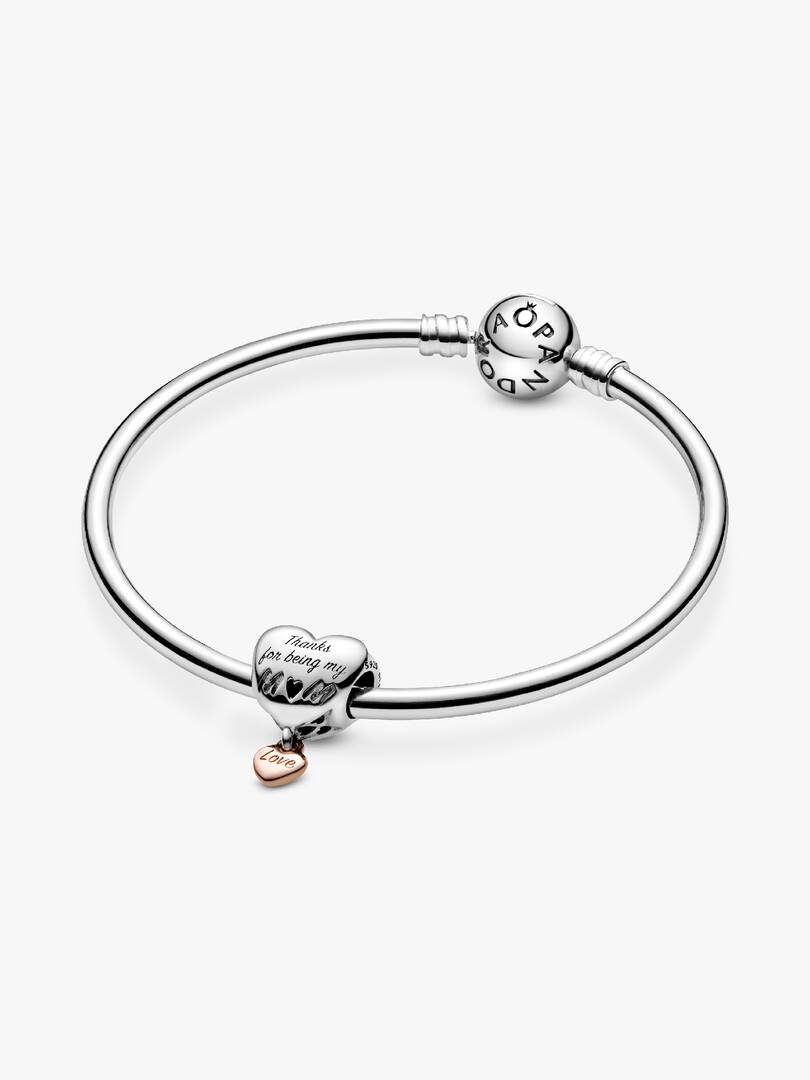 FINAL SALE - Love You Mom Heart Charm Sterling silver, 14k rose gold plating