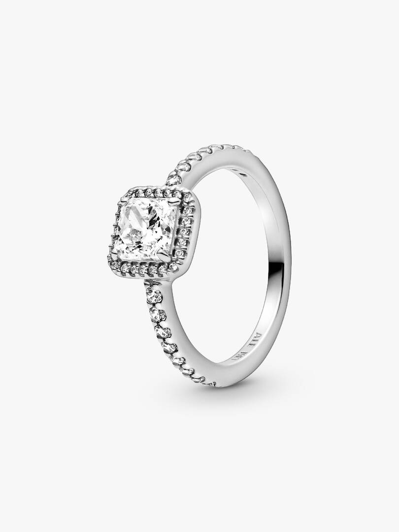 Square Sparkle Halo Ring Sterling silver