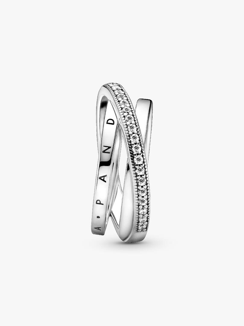 Crossover Pavé Triple Band Ring Sterling silver