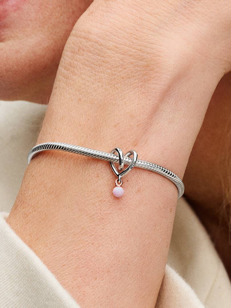 Two-tone Wrapped Heart Charm Sterling silver, 14k rose gold plating