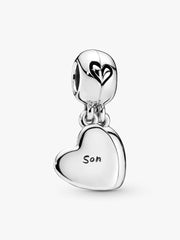 Mother & Son Heart Split Dangle Charm Sterling silver