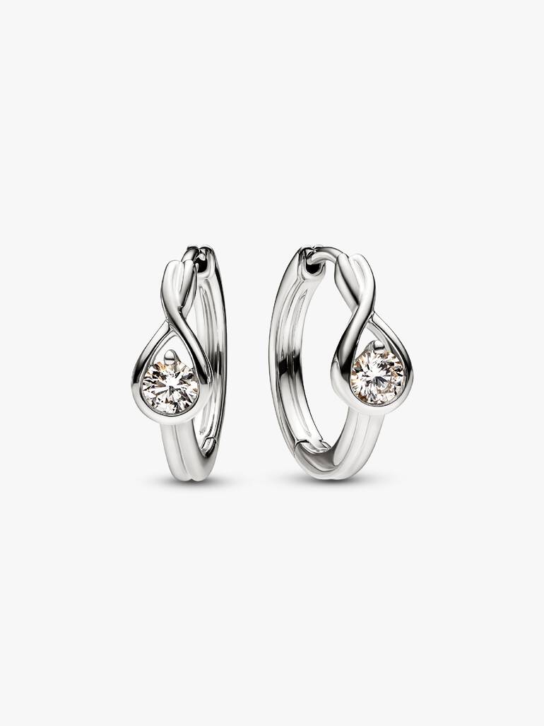 FINAL SALE - Pandora Infinite 14k White Gold Lab-grown Diamond Hoop Earrings 0.50 ct TW, 14k white gold