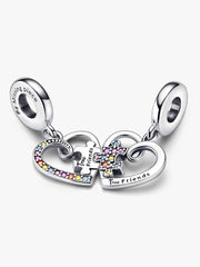 Puzzle Piece Hearts Splittable Friendship Dangle Charm Sterling silver
