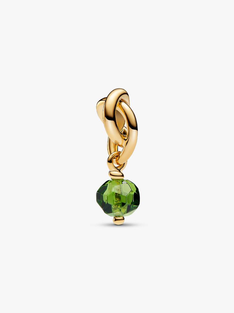 Faceted Spring Green Eternity Circle Dangle Charm 14k gold plating