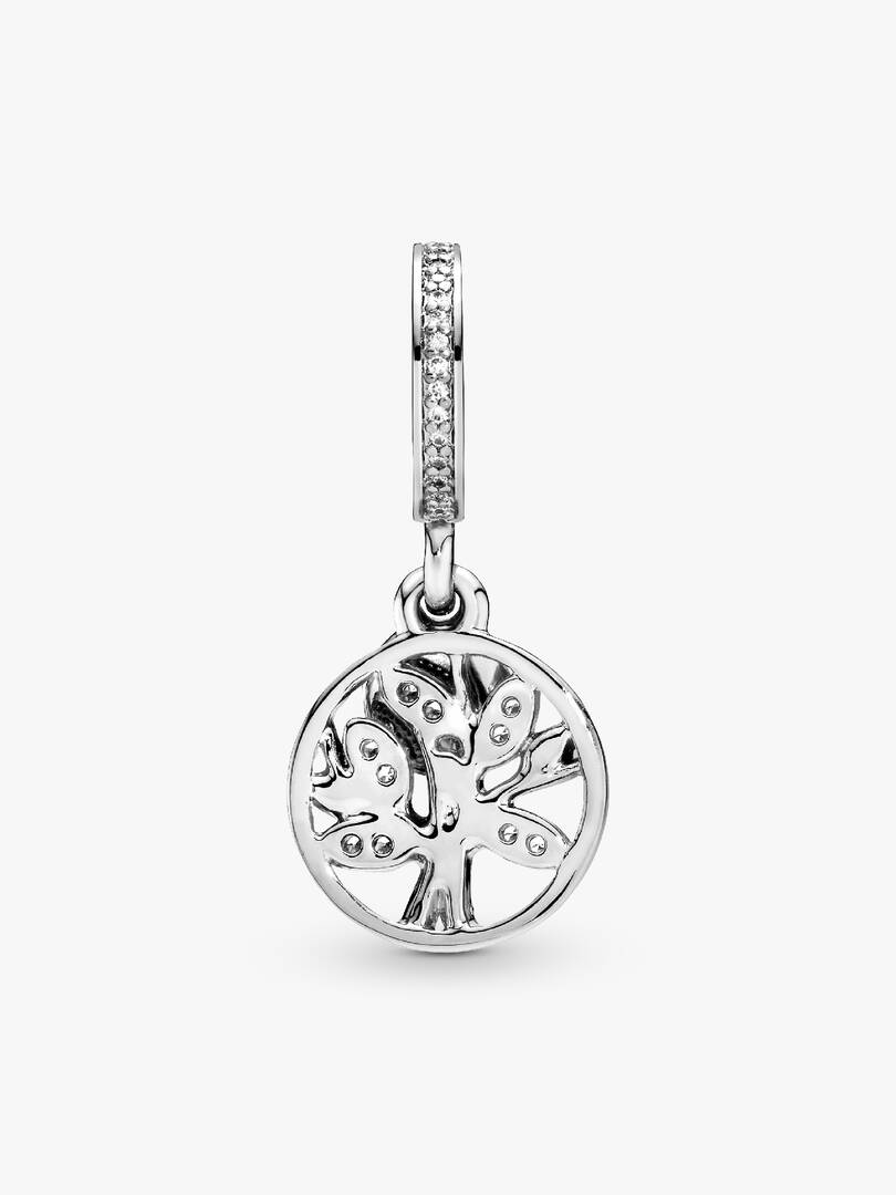 Sparkling Family Tree Dangle Charm 14k gold, Sterling silver