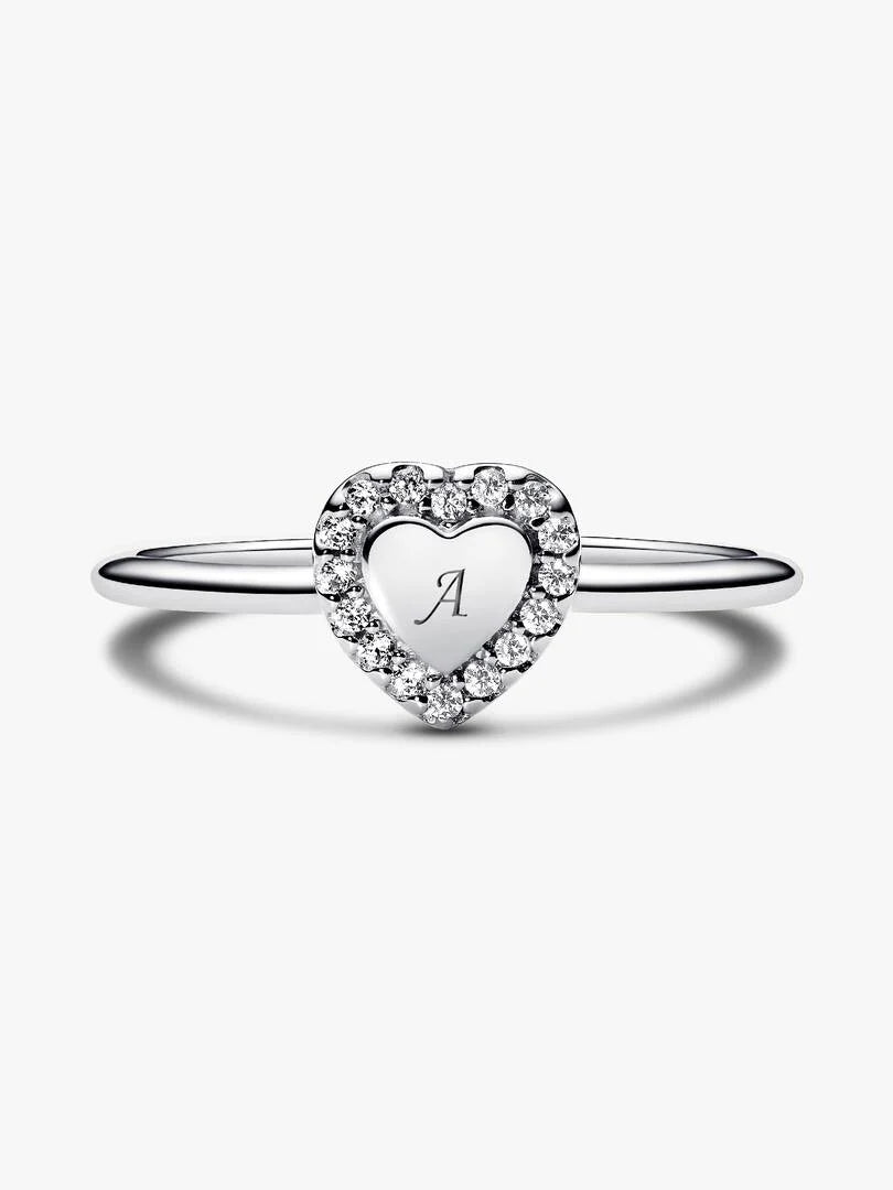 Engravable Heart Halo Ring Sterling silver