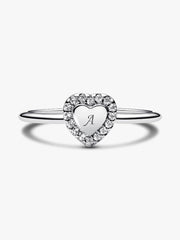 Engravable Heart Halo Ring Sterling silver
