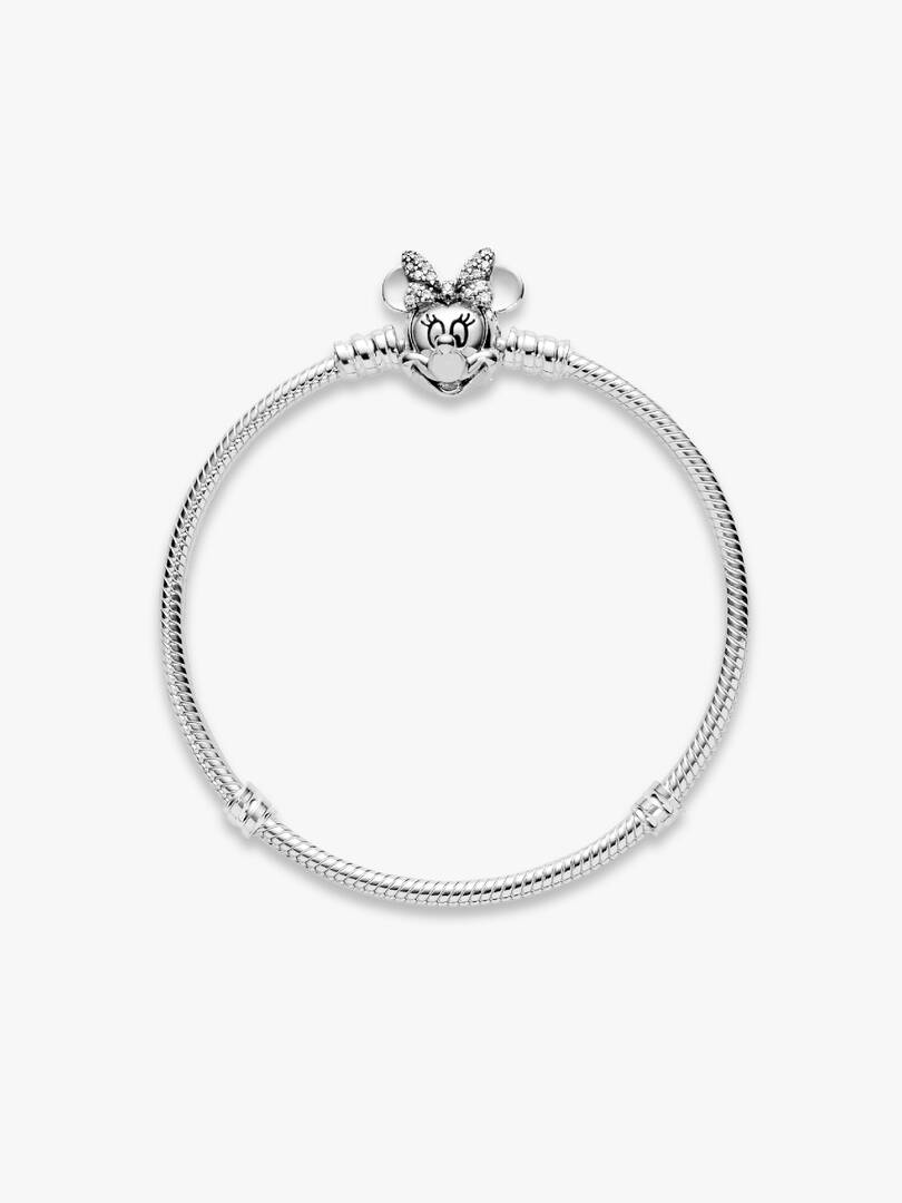 Disney Pandora Moments Pavé Minnie Mouse Clasp Snake Chain Bracelet Sterling silver