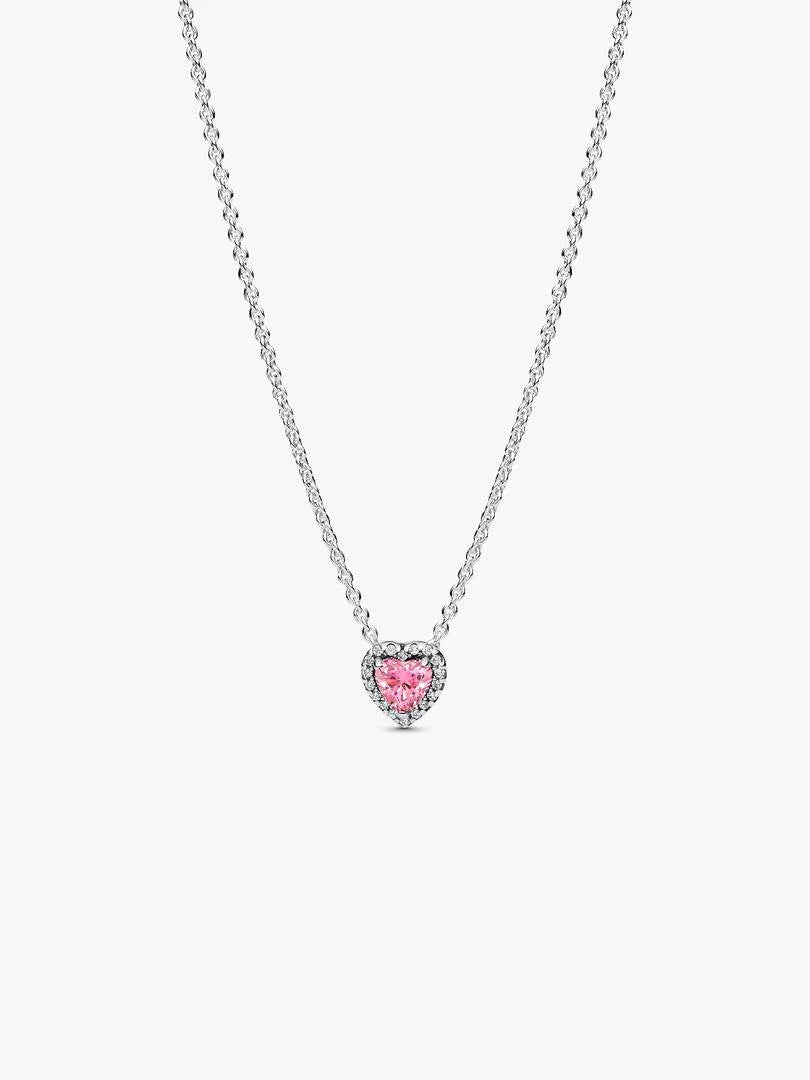 Pink Elevated Heart Necklace Sterling silver