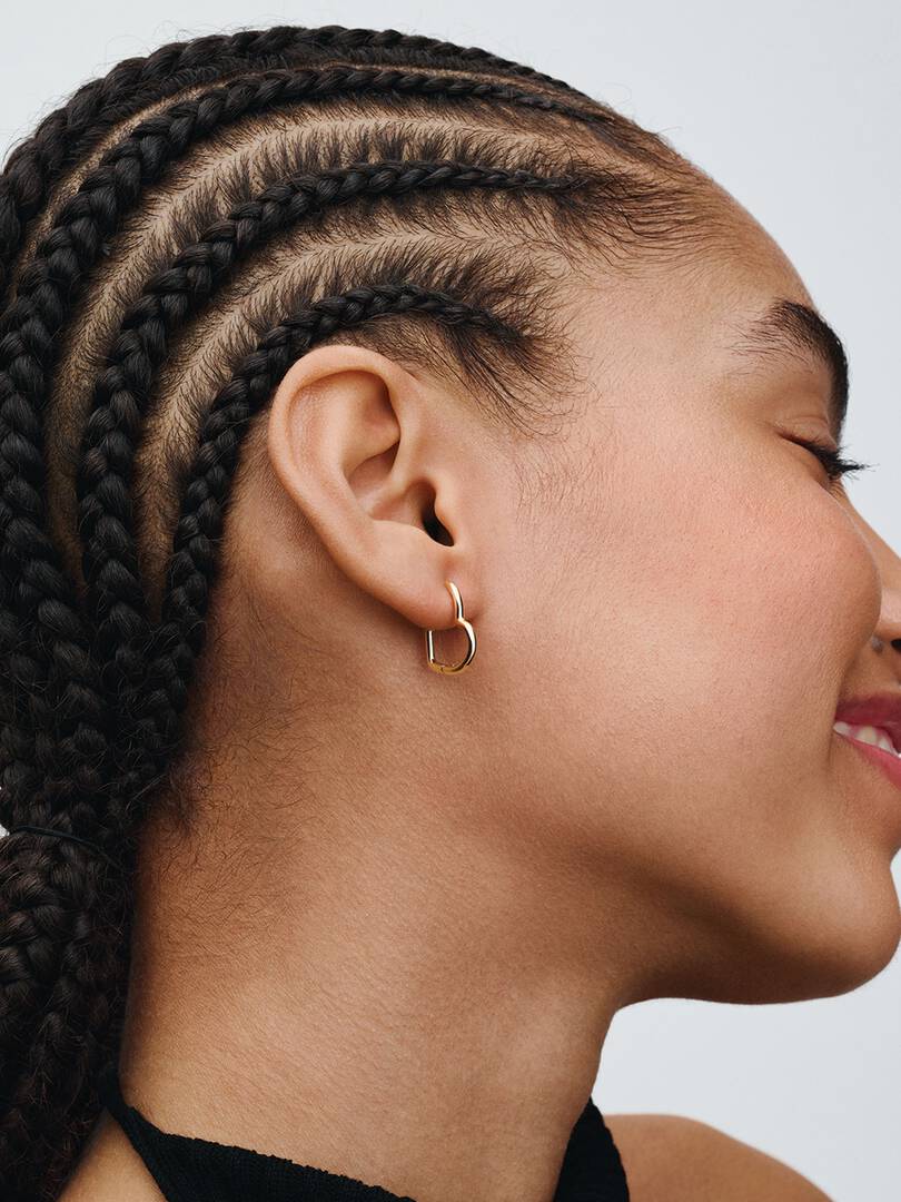 Asymmetrical Heart Hoop Earrings 14k gold plating