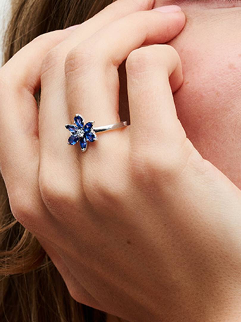 Sparkling Herbarium Cluster Ring Sterling silver
