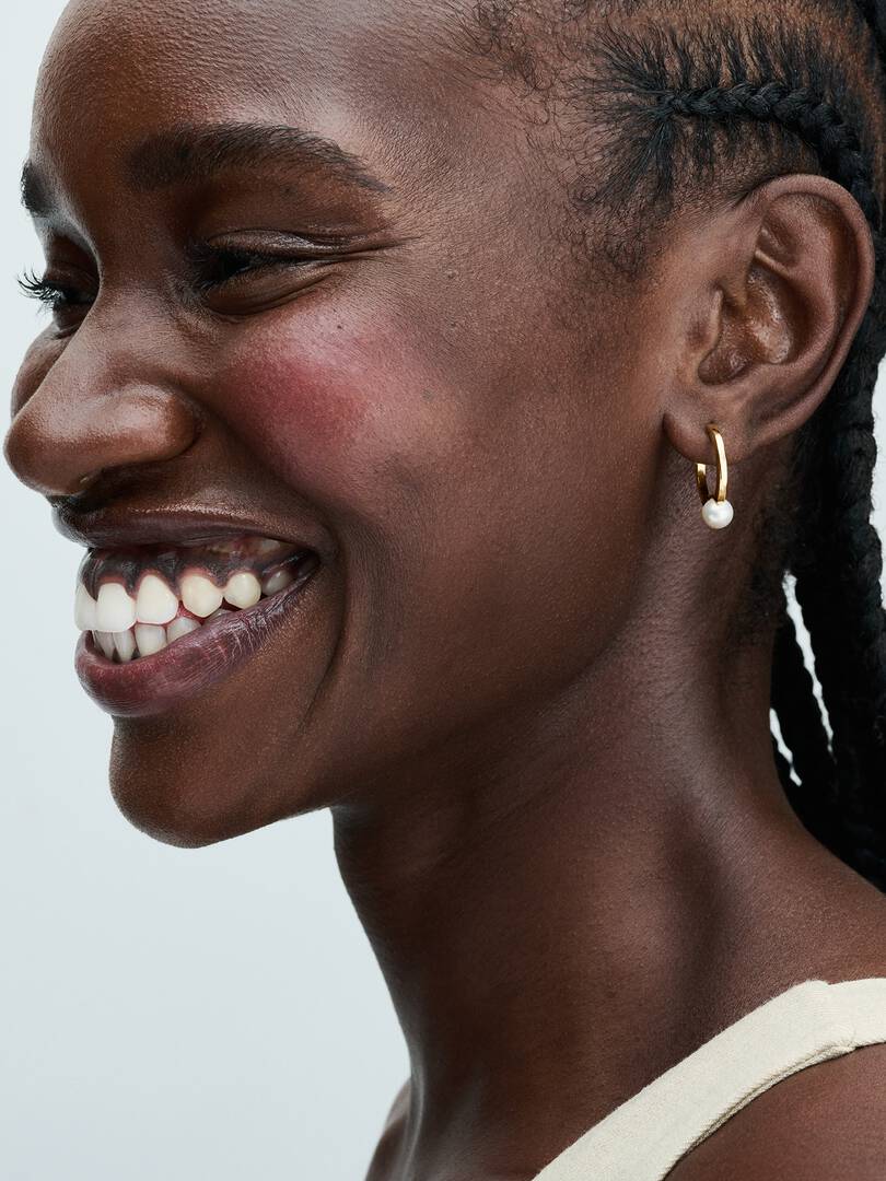 FINAL SALE - Treated Freshwater Cultured Pearl Hoop Earrings 14k gold plating