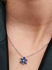 Sparkling Blue Herbarium Cluster Pendant Necklace Sterling silver