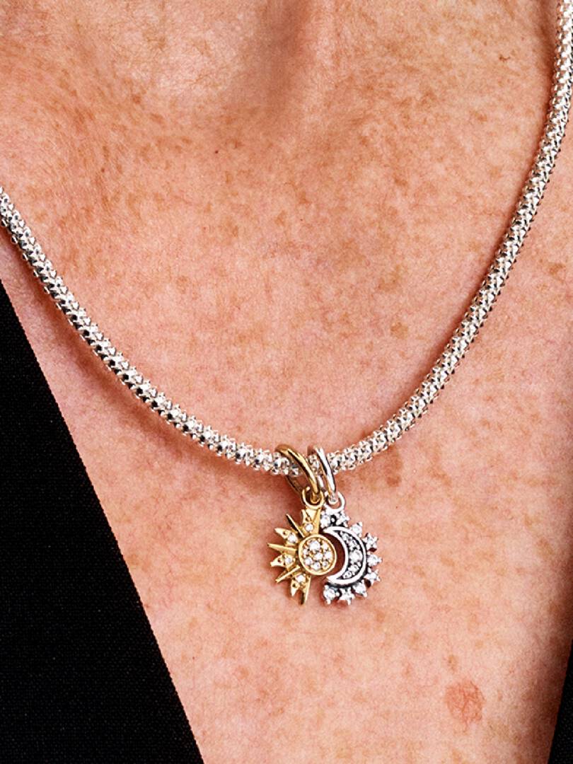Splittable Sun & Moon Dangle Charm Sterling silver, 14k gold plating