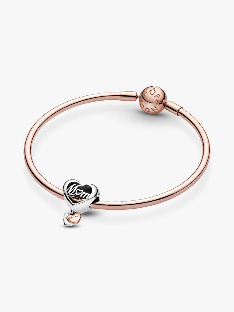 Thank You Mum Heart Charm Sterling silver, 14k rose gold plating