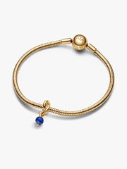 Faceted Blue Eternity Circle Dangle Charm 14k gold plating
