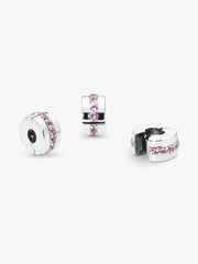 Pink Sparkling Row Clip Charm Sterling silver