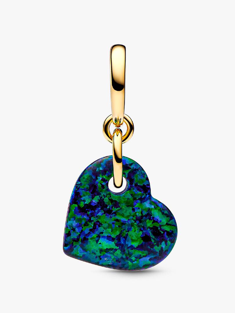FINAL SALE - Opalescent Green Heart Dangle Charm 14k gold plating