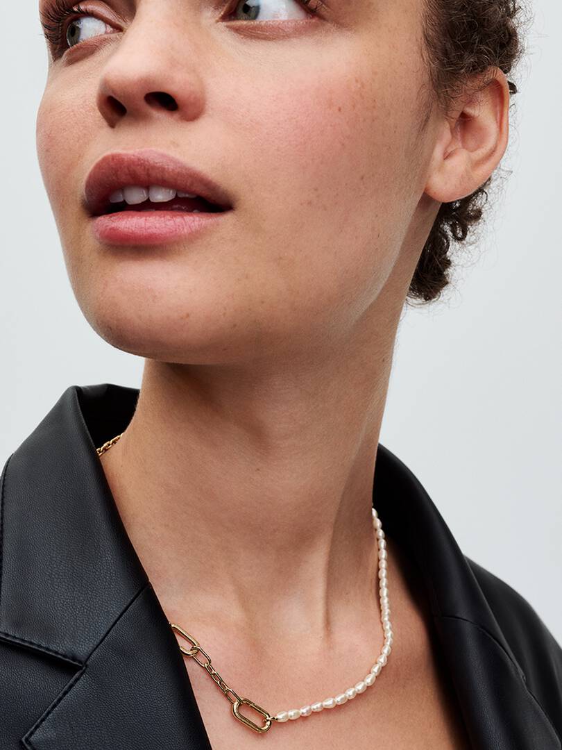 FINAL SALE - Pandora ME Slim Treated Freshwater Cultured Pearl Necklace 14k gold plating