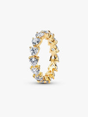Band of Clear Hearts Ring 14k gold plating
