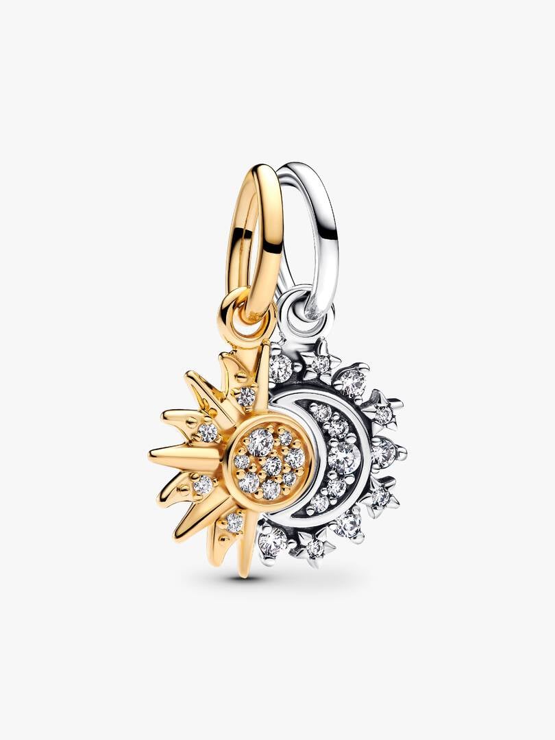 Splittable Sun & Moon Dangle Charm Sterling silver, 14k gold plating