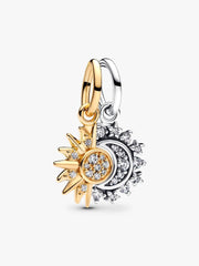 Splittable Sun & Moon Dangle Charm Sterling silver, 14k gold plating