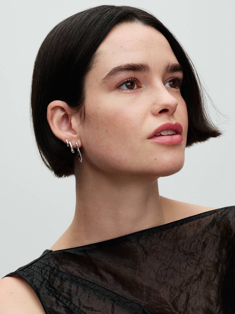 FINAL SALE - Organically V-shaped Open Hoop Earrings Sterling silver