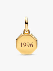 Blue Engravable Mini Medallion Charm 14k gold plating