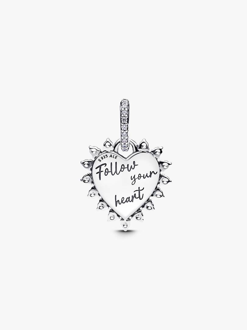 Spinnable Arrow Heart Dangle Charm Sterling silver