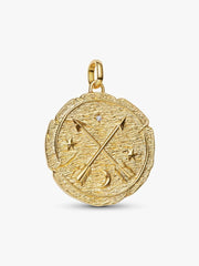 Crossing Arrows Oversized Medallion Charm 14k gold plating