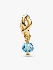 Faceted Sea Aqua Blue Eternity Circle Dangle Charm 14k gold plating
