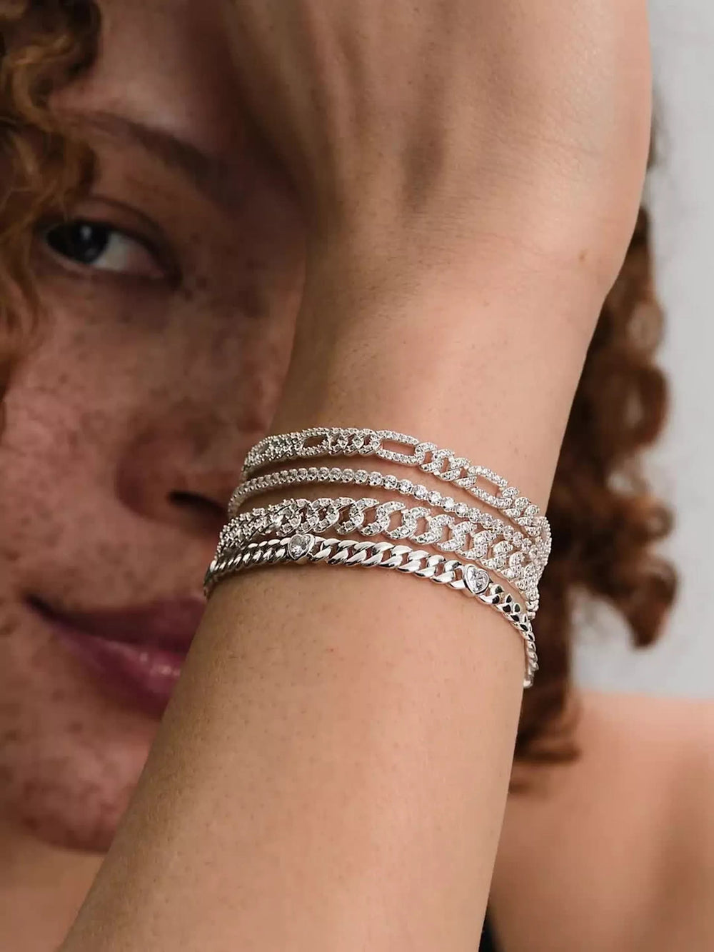 Heart Cuban Chain Bracelet Sterling silver