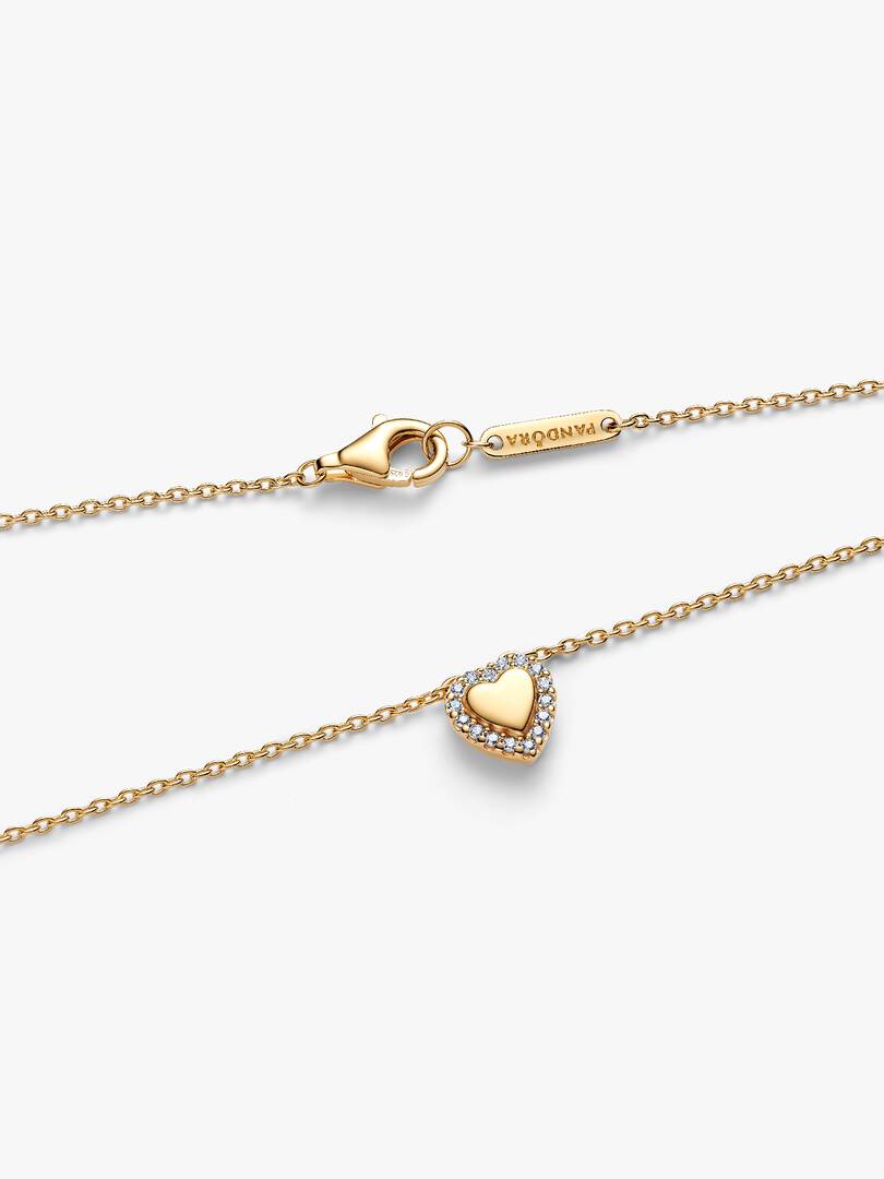 Engravable Heart Halo Collier Necklace 14k gold plating