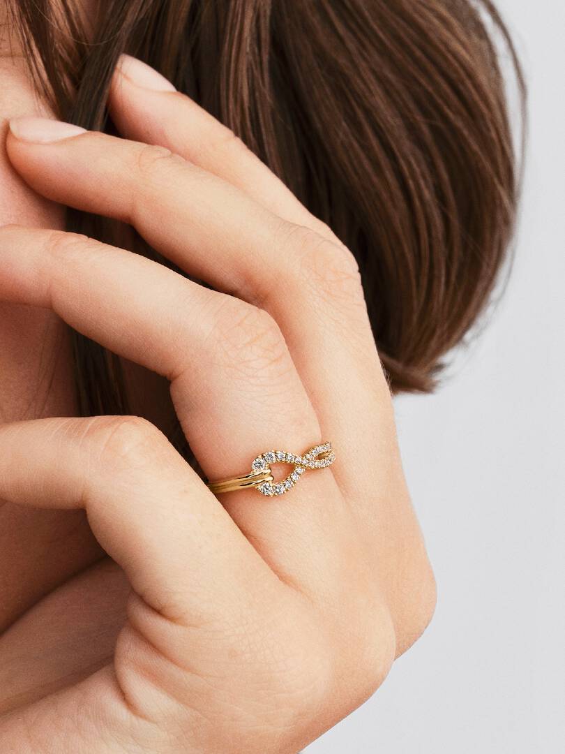 Pandora Infinite Lab-grown Diamond Pavé Double Row Ring 0.22 ct TW, 14k gold