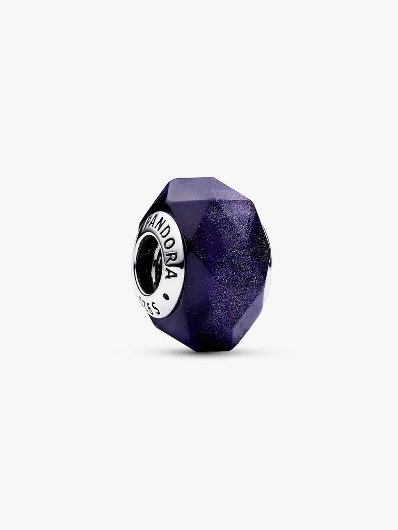 FINAL SALE - Faceted Blue Murano Glass Charm Sterling silver